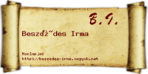 Beszédes Irma névjegykártya